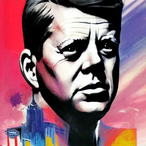 Prompt: JFK, by Alex Ross and bill sienkiewicz