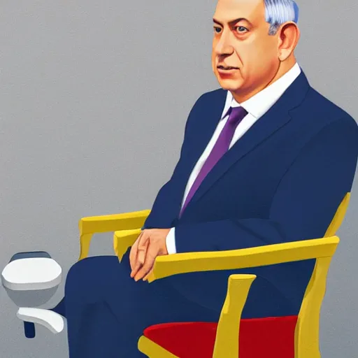 Image similar to benjamin netanyahu sitting in a toilet, photorealistic, studio