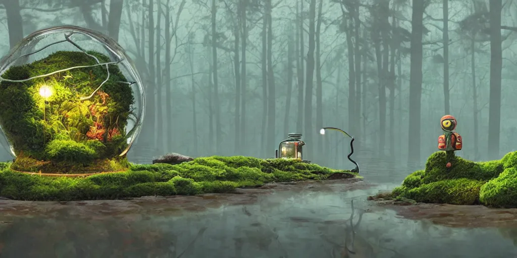 Image similar to moss terrarium, simon stalenhag, very coherent, 4 k,