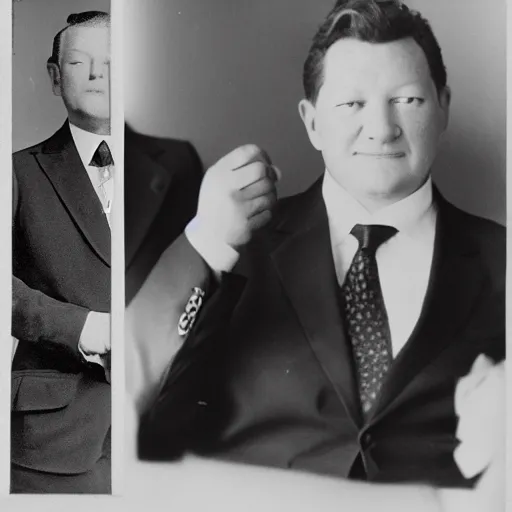 Image similar to president yeltsin, post mortem style photo, 1 9 0 0 s, scary photo