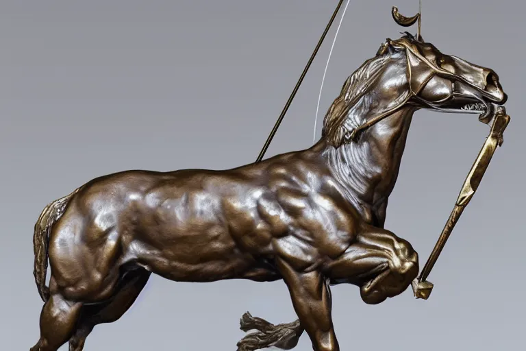 Image similar to sagittarius astrological sign sculpture in bronze by stanisław szukalsk, detailed, 3 d, 8 k