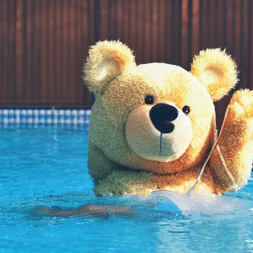 Image similar to a teddy bear playing in a pool