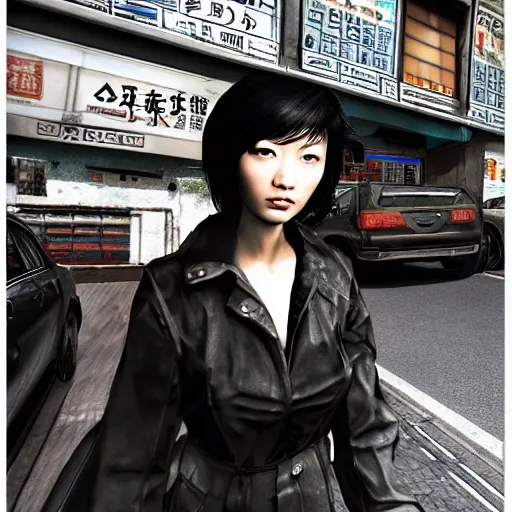 Image similar to a chinese woman at a gas station, 3 dcg, metal gear solid, morrowind, portrait, street photography, by mario testino, davide sorrenti, jemal shabazz