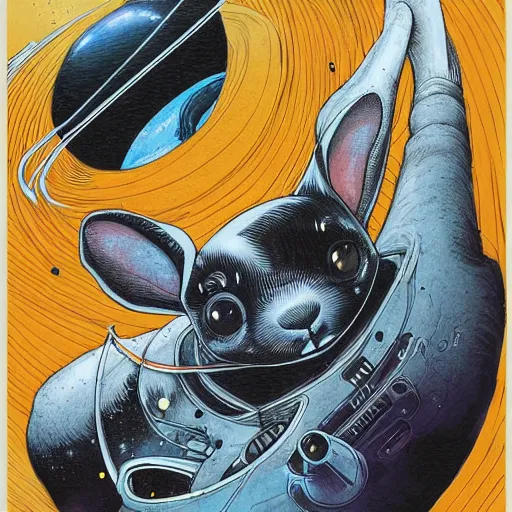 Image similar to A lost sci-fi rabbit, space rabbit, interstellar black hole, by James Jean And WLOPPRO