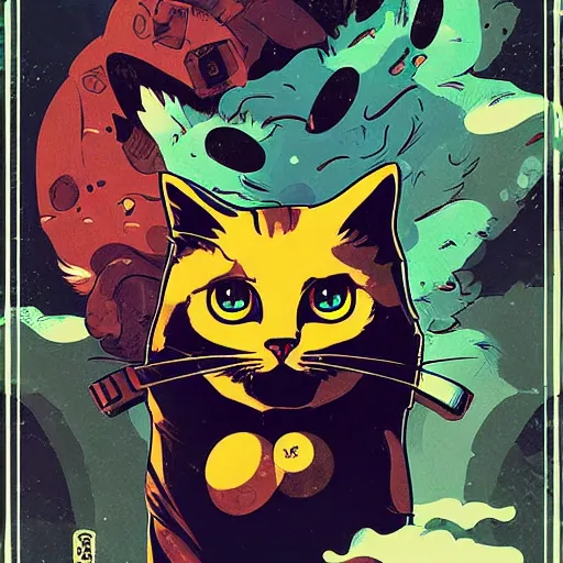 Prompt: delirium anime cat face portrait by petros afshar, tom whalen, laurie greasley, by greg rutkowski