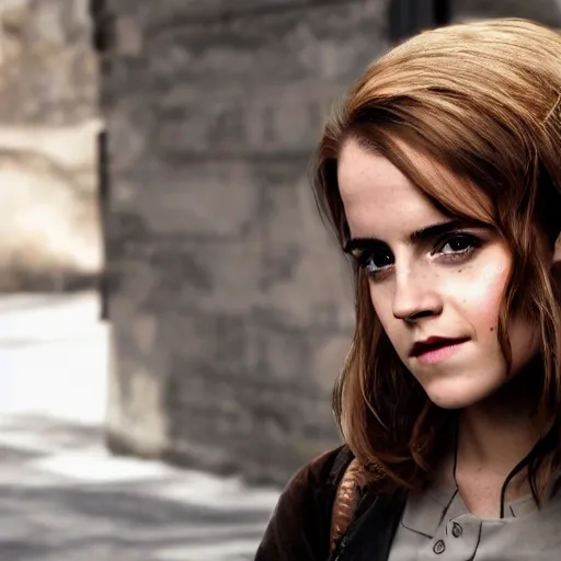 Image similar to Emma Watson a dressed as Catalan Terrorist in CSGO ,hyperrealistic, 8k UHD, studio photography, high quality, high detail, stunning lighting