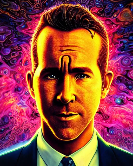 Prompt: portrait ultra dimensional ryan reynolds entity, accidentally tripping on dmt and acid, psychedelic experience, overwhelming psychosis of self realization and burning awakening, ultra high definition, unreal engine 5, hyperrealism, masterpiece composition, by casey weldon, barclay shaw 8 k photorealistic