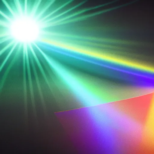 Prompt: a beam of light going through a prism and coming out as a rainbow, refracting, physics, octane render, unreal engine