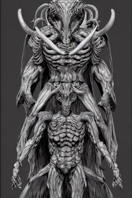 Prompt: humanoid figure monster with goat horns, highly detailed, digital art, sharp focus, trending on art station, kentaro miura manga art style