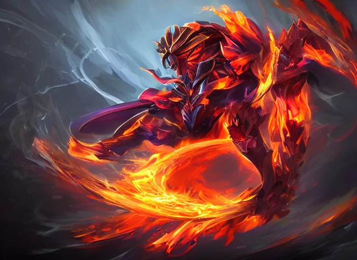 Prompt: champion splashart of champion made out of fire