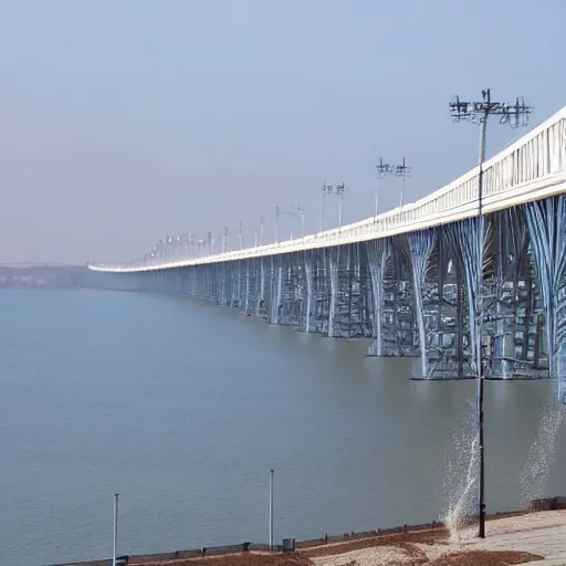 Prompt: Crimean Bridge exploding