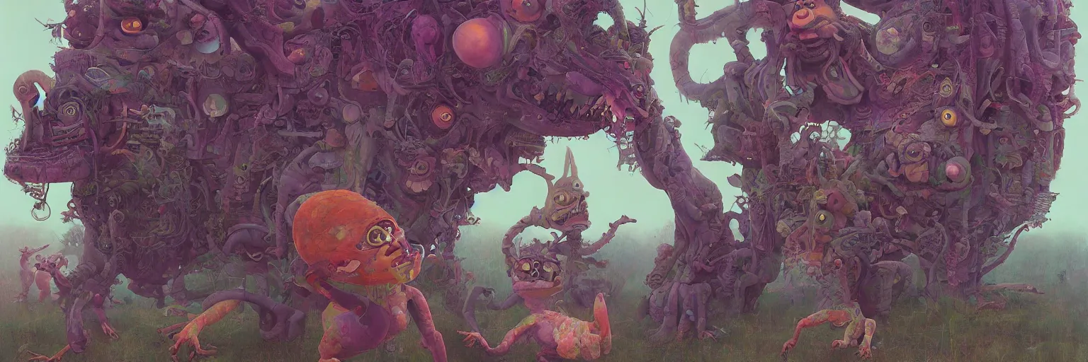 Prompt: a beautiful painting of an aaahh!!! real monsters by james gurney and beeple | engine :. 5 | portrait