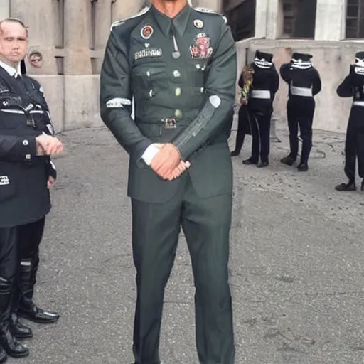 Image similar to cristiano ronaldo wearing a nazi uniform