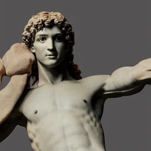 Prompt: plush toy sculpture of david by michelangelo