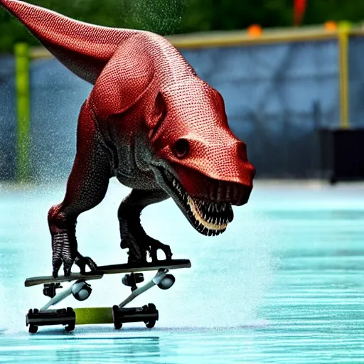 Image similar to T-rex skating on water