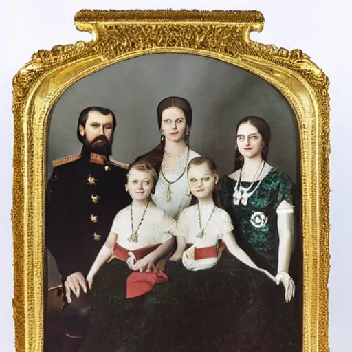 Prompt: the romanov family portrait