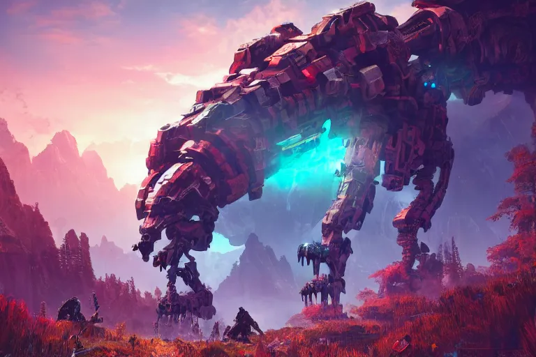 Image similar to tremortusk machine mecanical creature robot of horizon forbidden west horizon zero dawn bioluminiscence global illumination ray tracing hdr fanart arstation by ian pesty and alena aenami artworks in 4 k