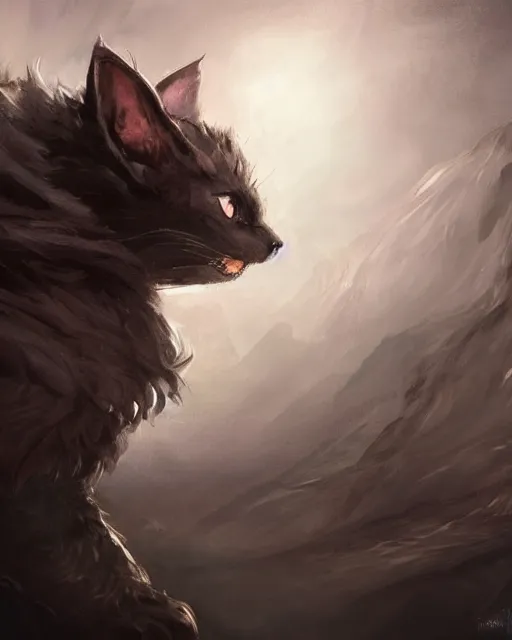 Prompt: Cat Elemental, dark fur, glowing eyes, smiling, magic the gathering artwork, D&D, fantasy, cinematic lighting, centered, symmetrical, highly detailed, digital painting, artstation, concept art, smooth, sharp focus, illustration, volumetric lighting, epic Composition, 8k, art by Akihiko Yoshida and Greg Rutkowski and Craig Mullins, oil painting, cgsociety