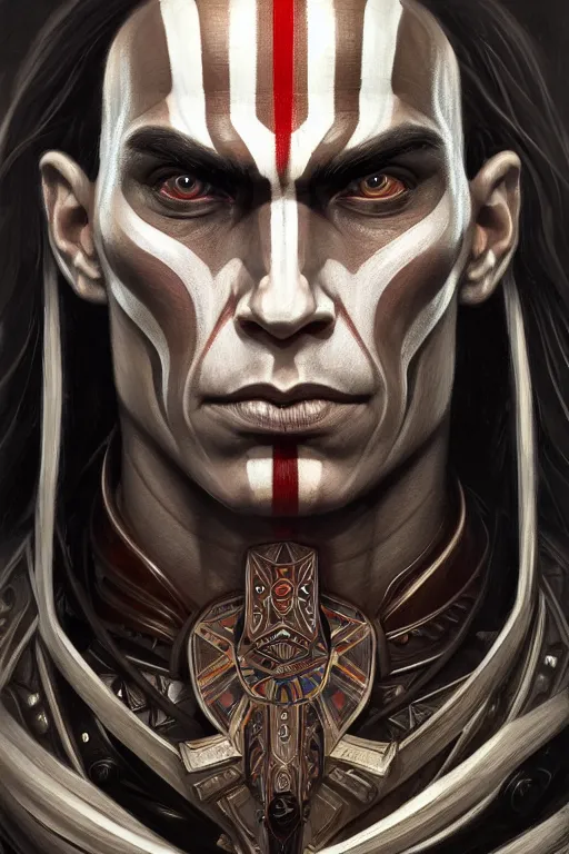 Image similar to symmetry!! portrait of zahn mcclarnon in the style of god of war, machine parts embedded into face, intricate, elegant, highly detailed, digital painting, artstation, concept art, smooth, sharp focus, illustration, art by artgerm and greg rutkowski and alphonse mucha, 8 k