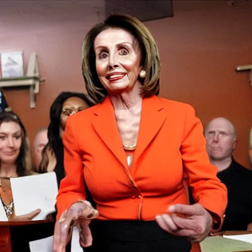 Prompt: nancy pelosi as a hooters waitress