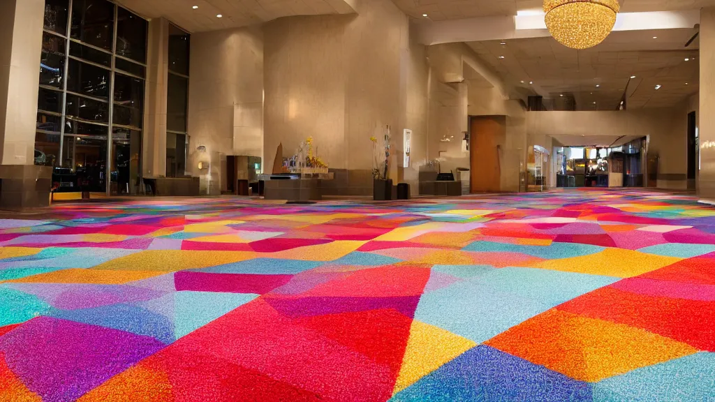 Image similar to bokeh dulcet mitten floor in a bright lobby, iso 2 0 0