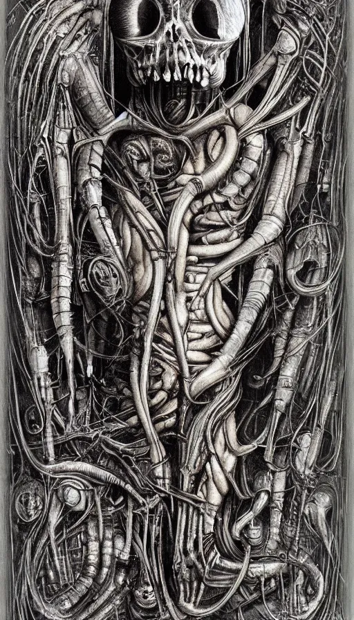 Image similar to The end of an organism, by HR Giger