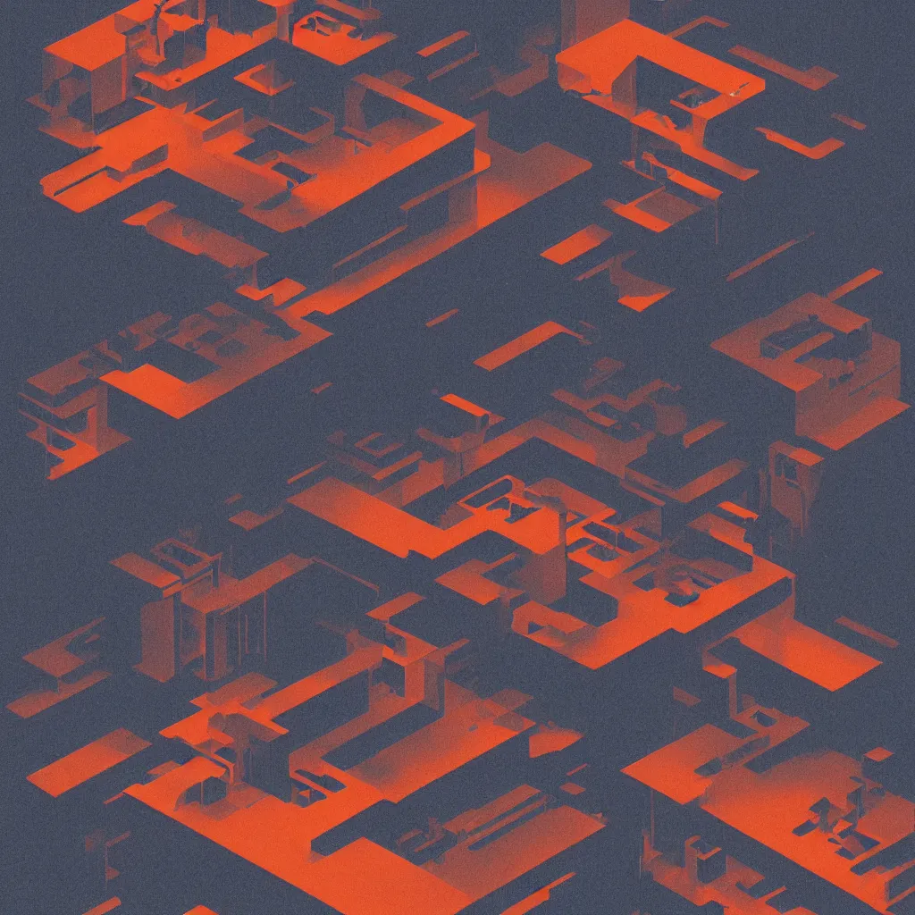 Image similar to taking a pill, mads berg, karolis strautniekas, film, stippled light, dramatic lighting, editorial illustration, detailed, fine texture, matte print, art deco, brutalism, dark blue + dark orange, red, black, ( ( habitat 6 7 background ) )