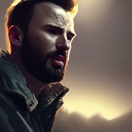 Image similar to portrait, Chris Evans, dramatic lighting, cinematic, establishing shot, extremely high detail, foto realistic, cinematic lighting, post processed, concept art, artstation, style by eddie mendoza, raphael lacoste, alex ross