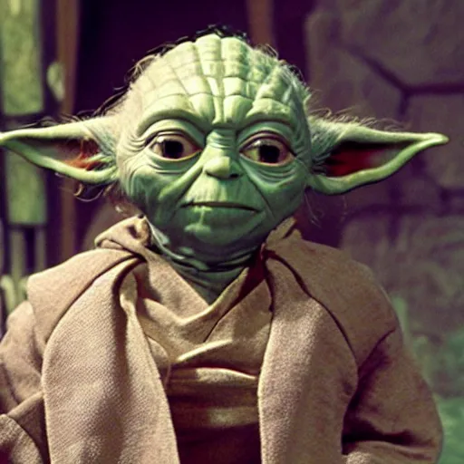 Prompt: film still of emma stone as yoda