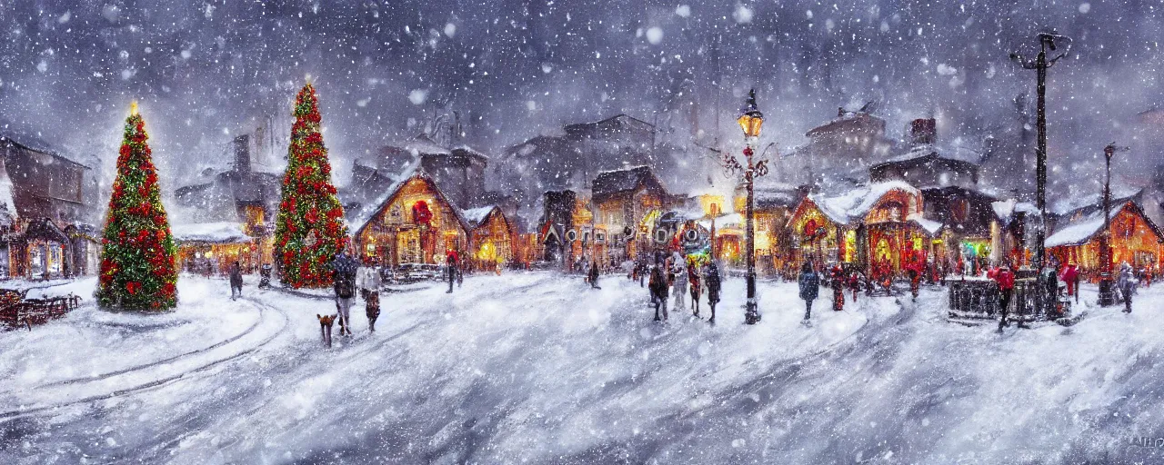 Image similar to christmas mood in a snowy village by Antoni Piotrowski