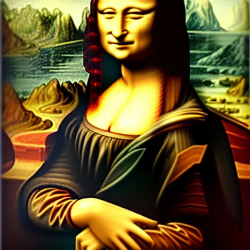 Image similar to mona lisa in cyberpunk style