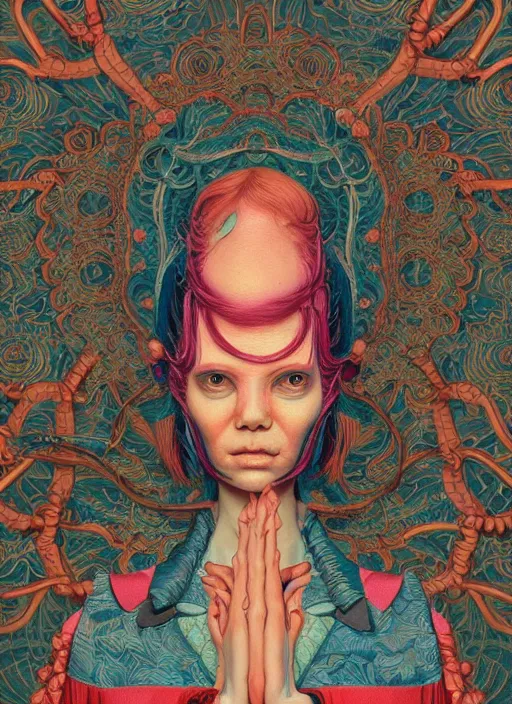 Image similar to meditation :: by Martine Johanna and Simon Stålenhag and Chie Yoshii and Casey Weldon and Guillermo del toro :: ornate, dynamic, particulate, rich colors, intricate, elegant, highly detailed, centered, artstation, smooth, sharp focus, octane render, 3d