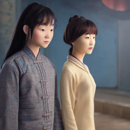 Image similar to Wei Shi Lindon of the Cradle Series by Will Wight standing next to Yerin. Ultrarealistic. 4K.