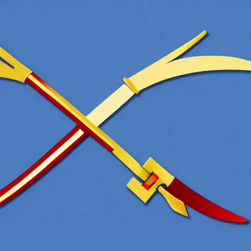 Prompt: Company logo, crossing swords, simplistic digital art
