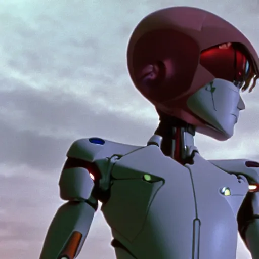 Prompt: movie still of a cyborg evangelion, cinematic composition, cinematic light, warm lighting criterion collection, by edgar allan poe