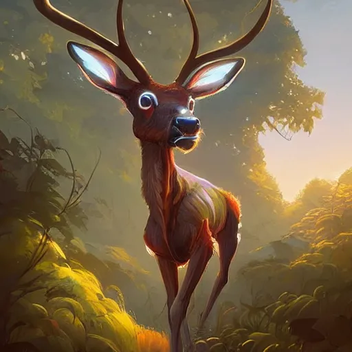 Prompt: a beautiful digital painting of a humanoid cybernetic deer, loftis, cory behance hd by jesper ejsing, by rhads, makoto shinkai and lois van baarle, ilya kuvshinov, rossdraws global illumination