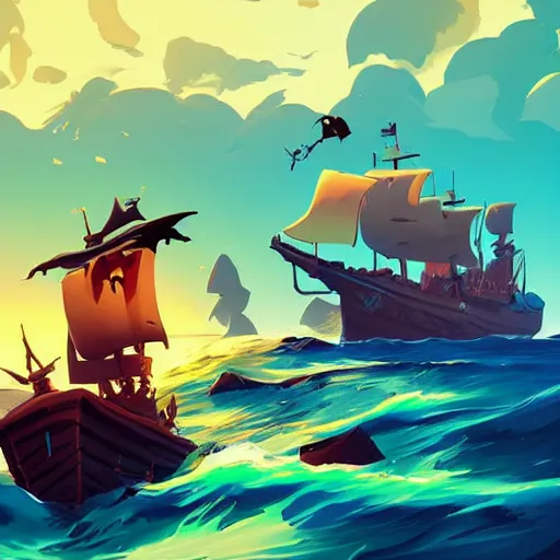 Image similar to painting treasure on sea of thieves game smooth median photoshop filter cutout vector, behance hd by jesper ejsing, by rhads, makoto shinkai and lois van baarle, ilya kuvshinov, rossdraws global illumination