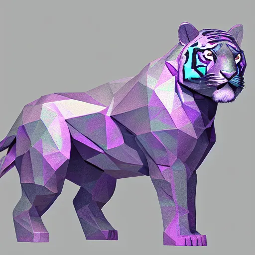 Image similar to prismatic polygon crystal tiger, high quality detailed 3s render, artstation