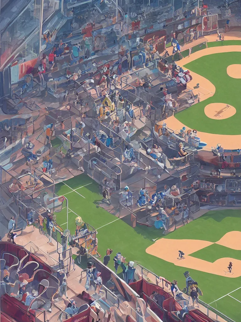 Prompt: take me out to a ball game by disney concept artists, blunt borders, rule of thirds