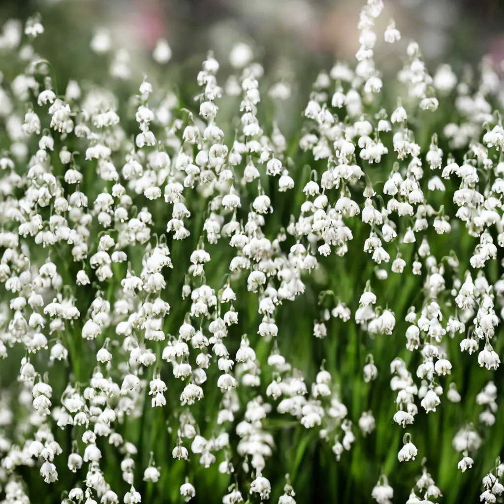 Image similar to photography of muguet in the morning sun, with bokeh