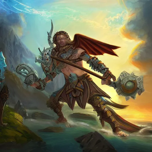 Image similar to a pantheon on a flying island, masterpiece, in hearthstone art style, epic fantasy style art, fantasy epic digital art, epic fantasy card game art