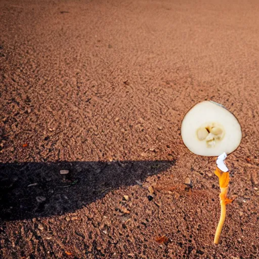 Image similar to a turnip smoking a cigarette whilst walking lonely in the heat of the desert, stunning photography 4 k