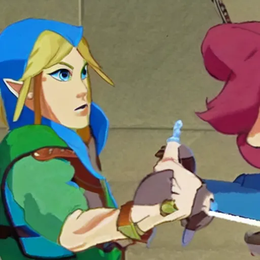 Prompt: link does a line of cocaine off prince sidon's back