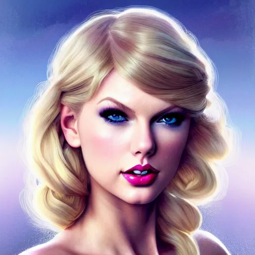 Image similar to Taylor Swift with blonde hair as Elsa from Frozen, western, D&D, fantasy, intricate, elegant, highly detailed, digital painting, artstation, concept art, matte, sharp focus, illustration, art by Artgerm and Greg Rutkowski and Alphonse Mucha