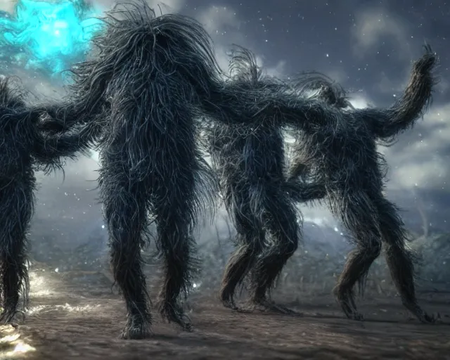 Image similar to realistic textured magnetosphere, beautiful hairy humanoids, love, joy, complex cybernetic beings, glowing hair, vortexes, large array, ornate hair, cinematic light shadows, wet hdr refractions, insanely detailed rendering, cybernetic civilizations, 8 k, * * * * *