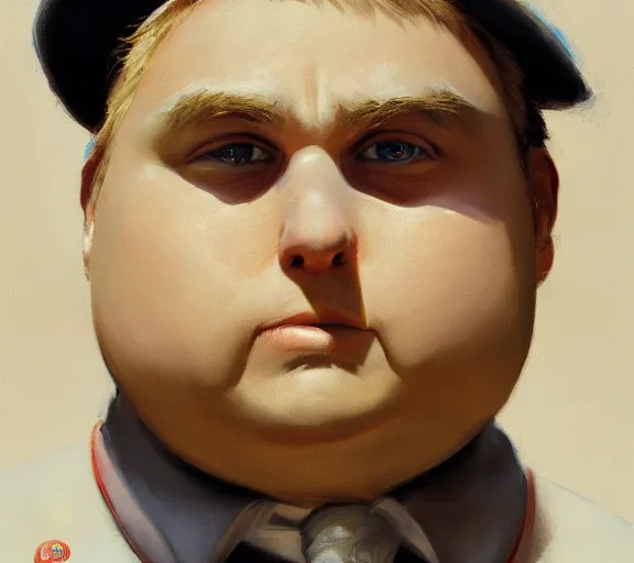 Prompt: a hyper-detailed portrait of Eric Cartman by Craig Mullins; oil on canvas; trending on artstation; 90mm; f/1.4