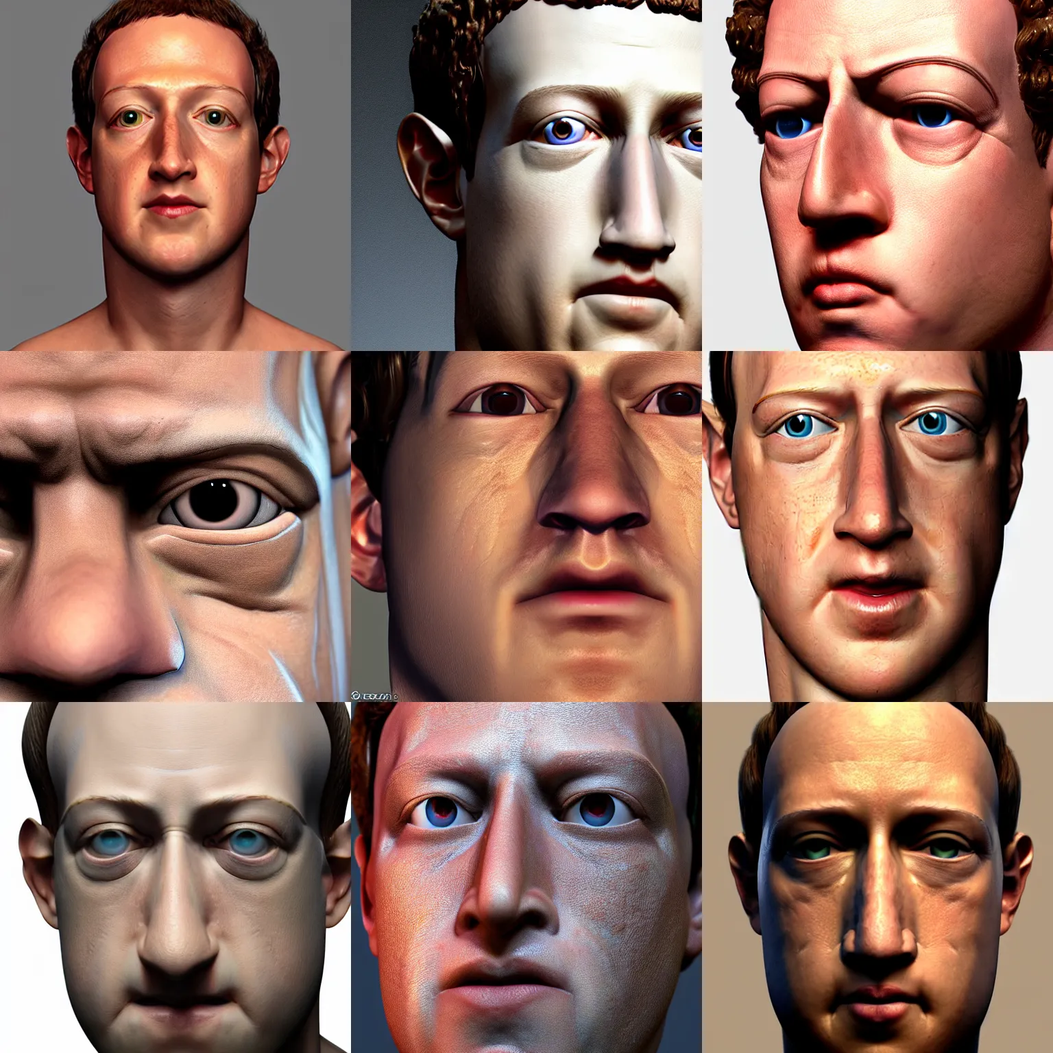 Prompt: very realistic face close up zuckerberg by lzbrush