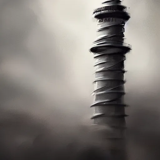 Image similar to auckland sky tower, fantasy, digital art, evil, artstation