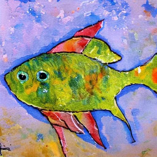 Prompt: scary fish, impressionism