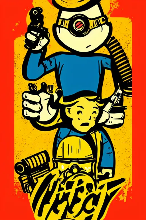 Image similar to fallout 7 6 retro futurist illustration art by butcher billy, sticker, colorful, illustration, highly detailed, simple, smooth and clean vector curves, no jagged lines, vector art, smooth andy warhol style